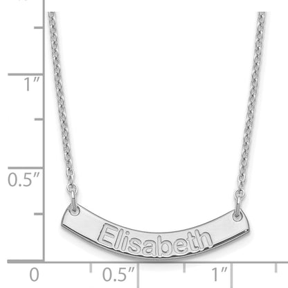 Sterling Silver Rhodium Plated Small Arial Rounded Curved Bar Necklace