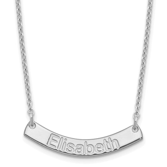 Sterling Silver Rhodium Plated Small Arial Rounded Curved Bar Necklace