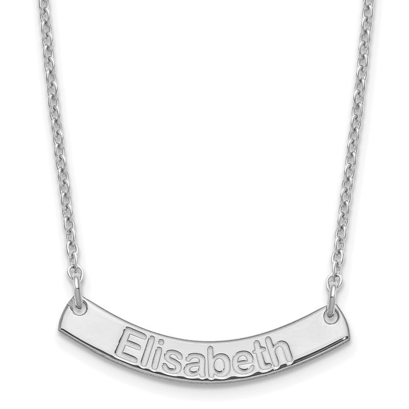 Sterling Silver Rhodium Plated Small Arial Rounded Curved Bar Necklace
