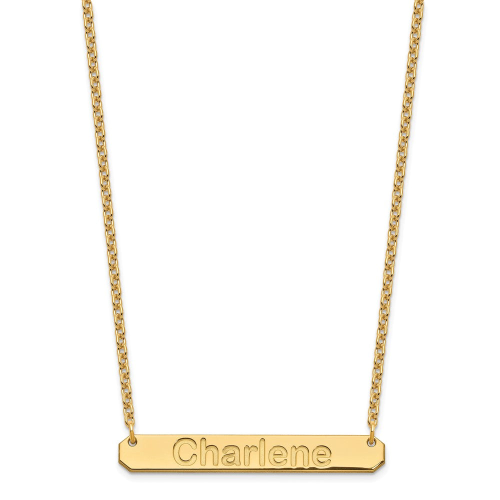 Gold Plated Sterling Silver/Gold Medium Arial Rounded Bar Necklace