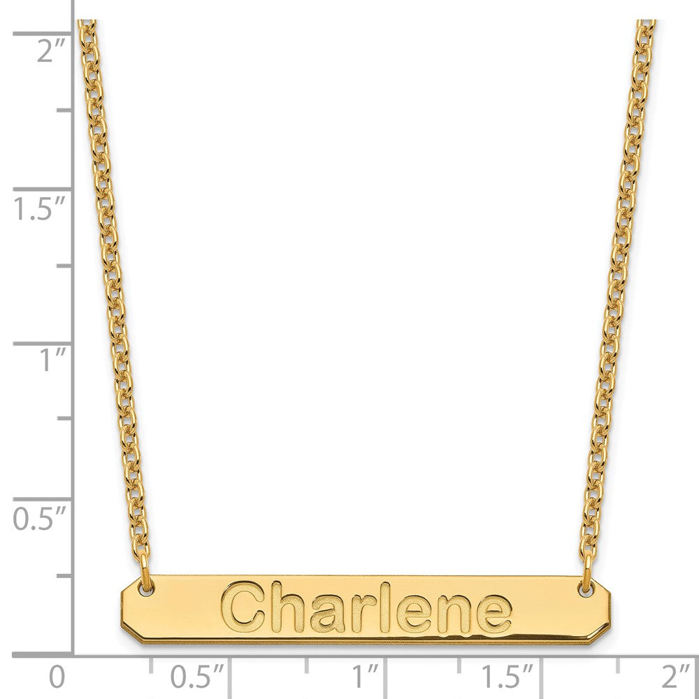 Gold Plated Sterling Silver/Gold Medium Arial Rounded Bar Necklace