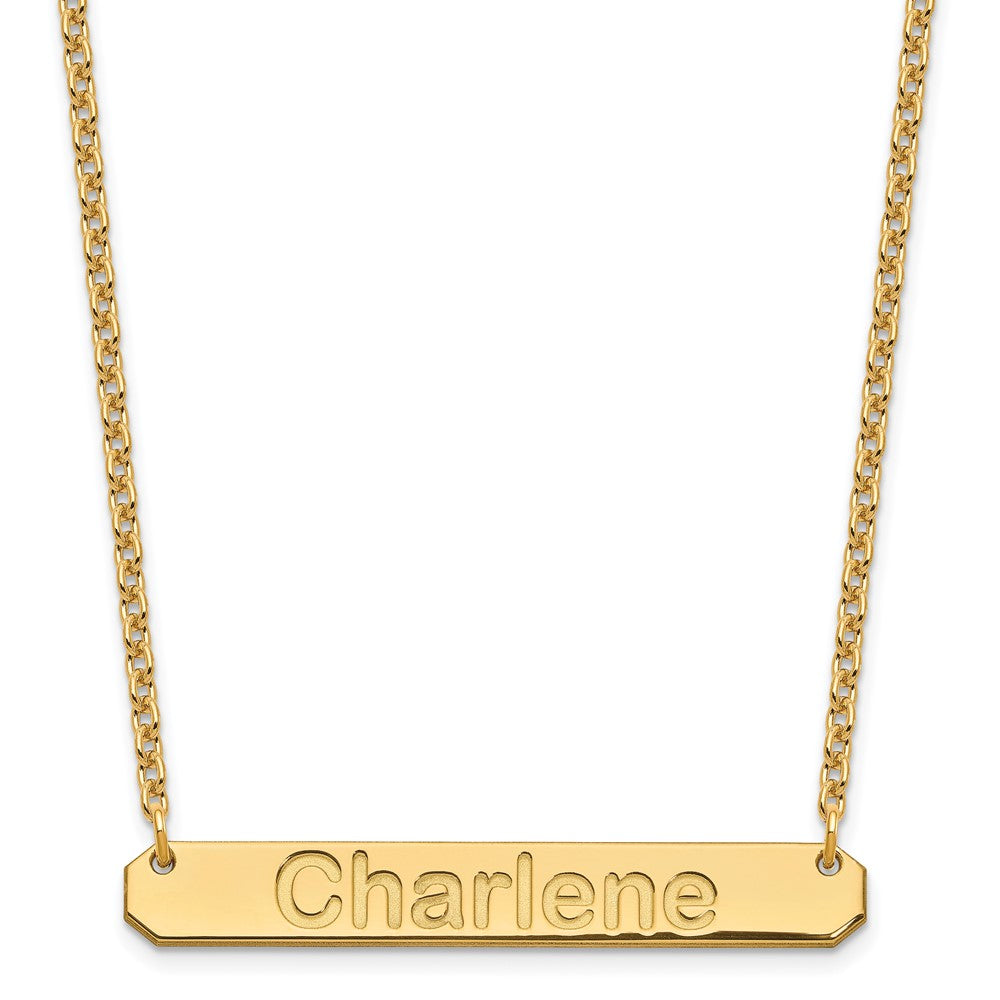 Gold Plated Sterling Silver/Gold Medium Arial Rounded Bar Necklace