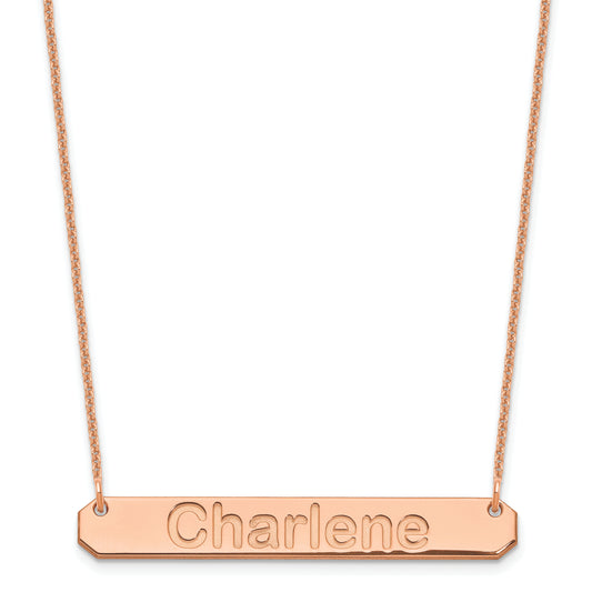 14K Rose Gold Medium Arial Rounded Bar Necklace