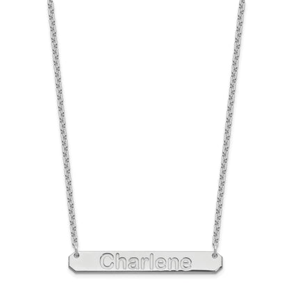 Sterling Silver Rhodium Plated Medium Arial Rounded Bar Necklace