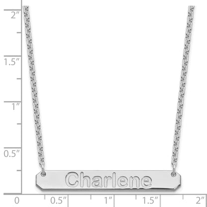 Sterling Silver Rhodium Plated Medium Arial Rounded Bar Necklace
