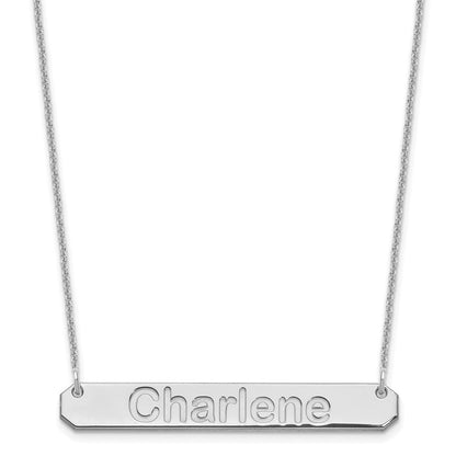 14K White Gold Medium Arial Rounded Bar Necklace
