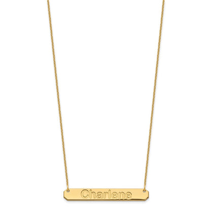 14K Yellow Gold Medium Arial Rounded Bar Necklace
