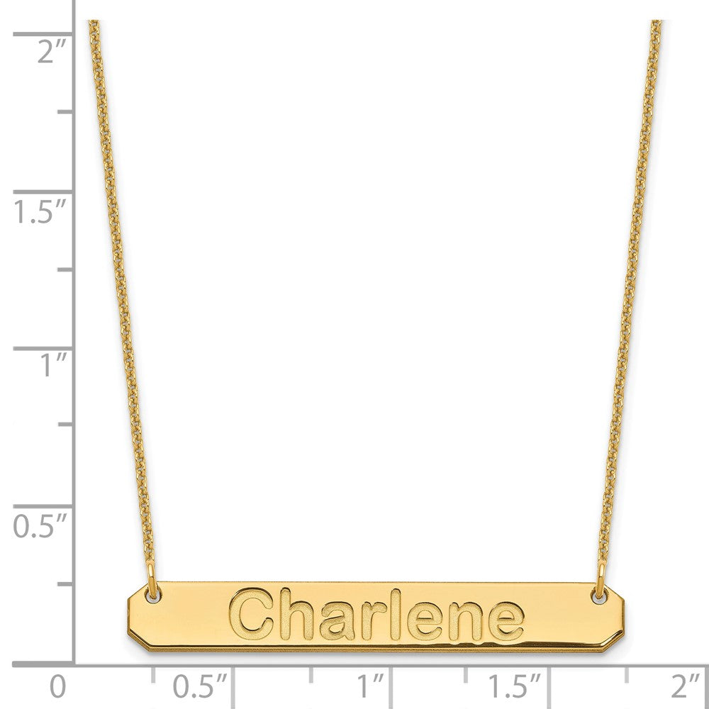 14K Yellow Gold Medium Arial Rounded Bar Necklace