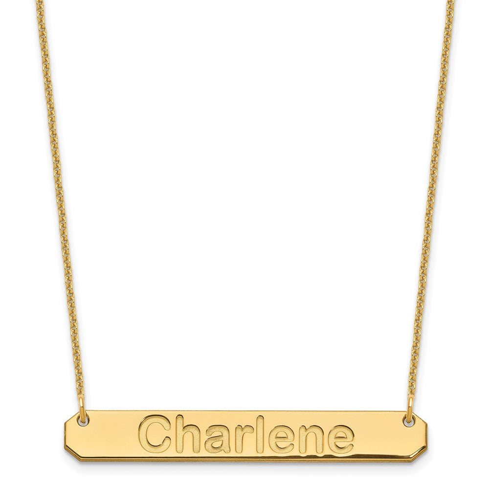 14K Yellow Gold Medium Arial Rounded Bar Necklace