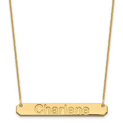 14K Yellow Gold Medium Arial Rounded Bar Necklace