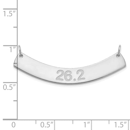 Sterling Silver Rhodium Plated Medium Arial Rounded Curved Bar Necklace
