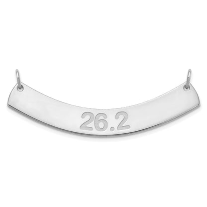 Sterling Silver Rhodium Plated Medium Arial Rounded Curved Bar Necklace