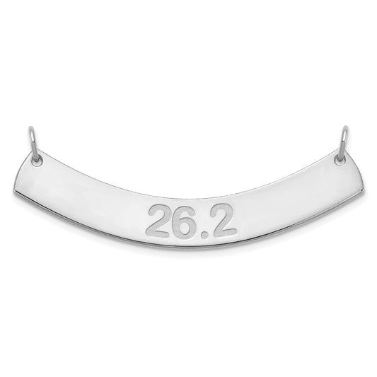 Sterling Silver Rhodium Plated Medium Arial Rounded Curved Bar Necklace