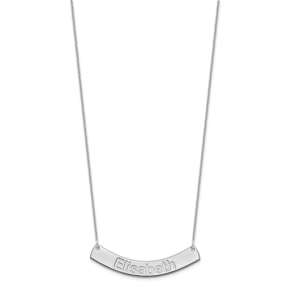 14K White Gold Medium Arial Rounded Curved Bar Necklace