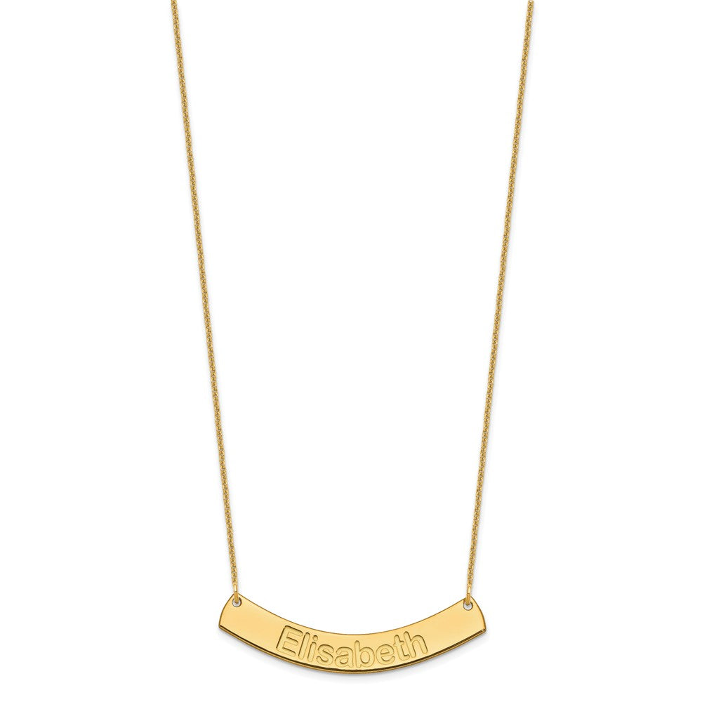 14K Yellow Gold Medium Arial Rounded Curved Bar Necklace