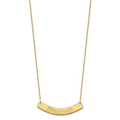 14K Yellow Gold Medium Arial Rounded Curved Bar Necklace