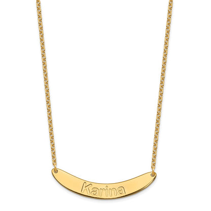 Gold Plated Medium Arial Rounded Curved Bar Necklace