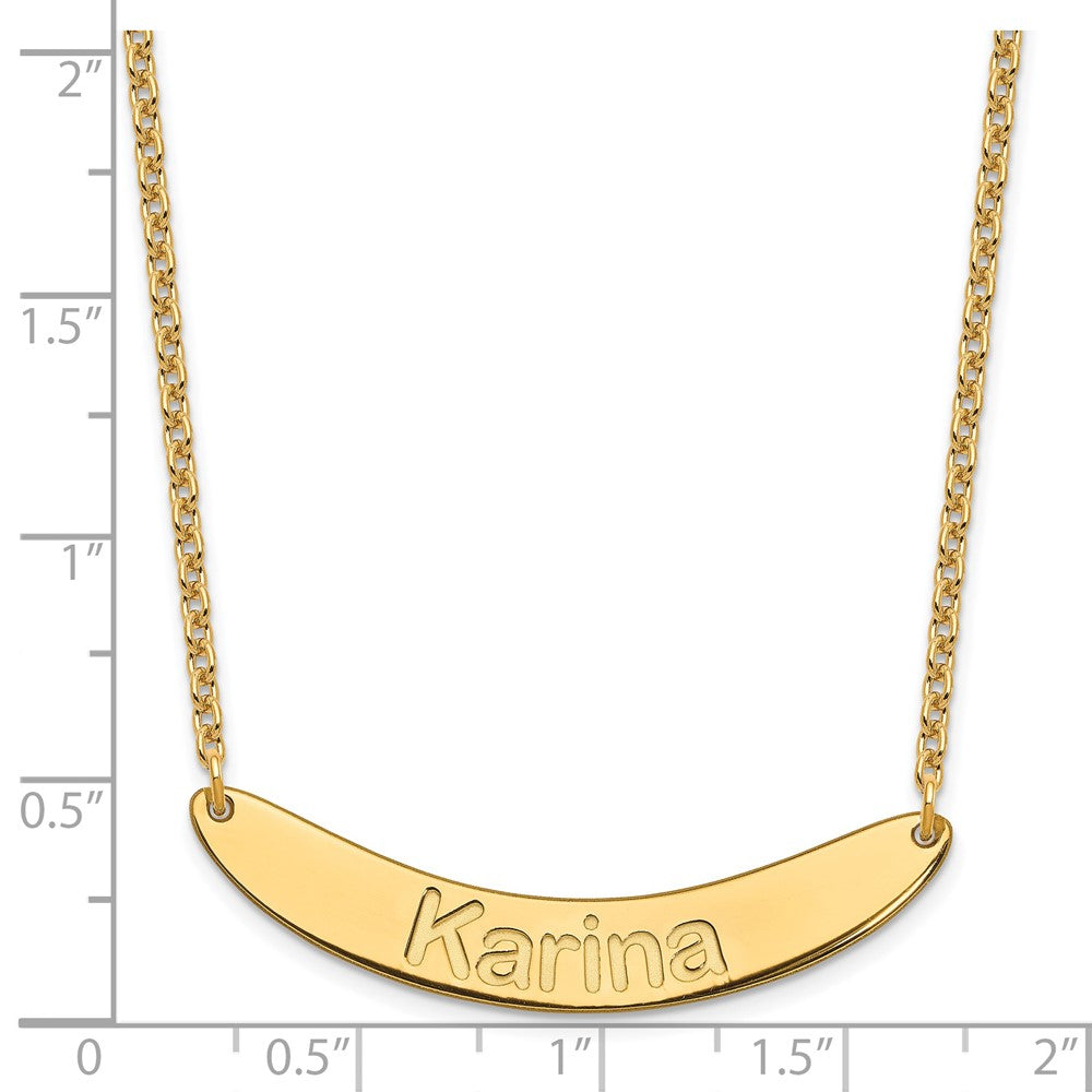 Gold Plated Medium Arial Rounded Curved Bar Necklace