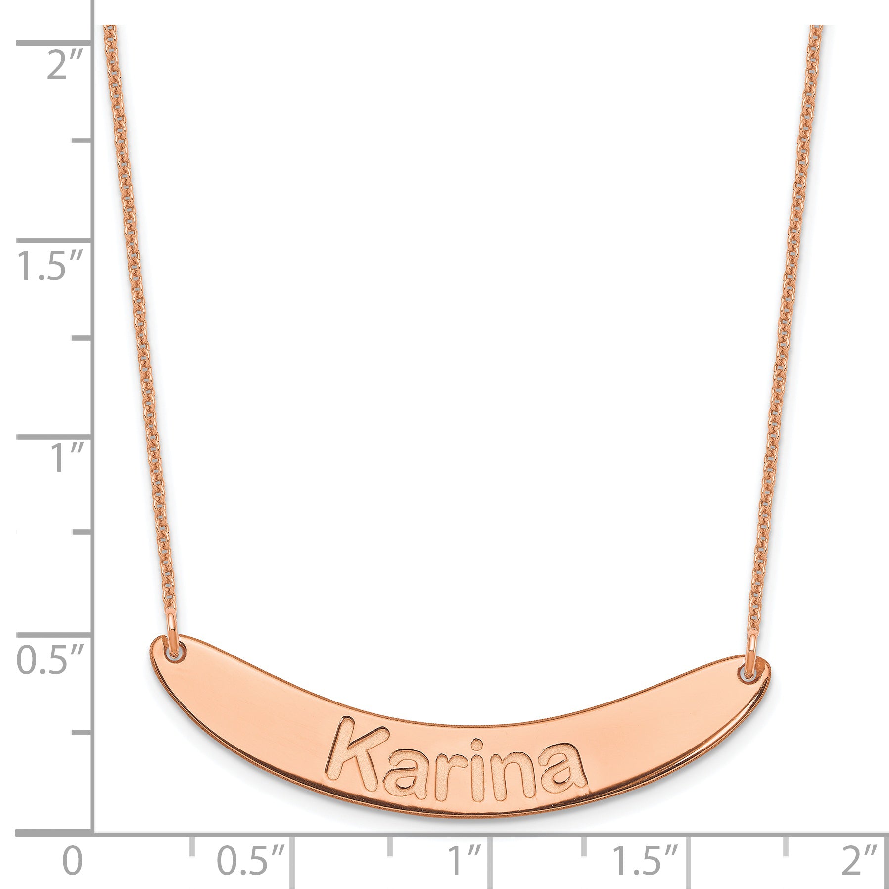 14K Rose Gold Medium Arial Rounded Curved Bar Necklace
