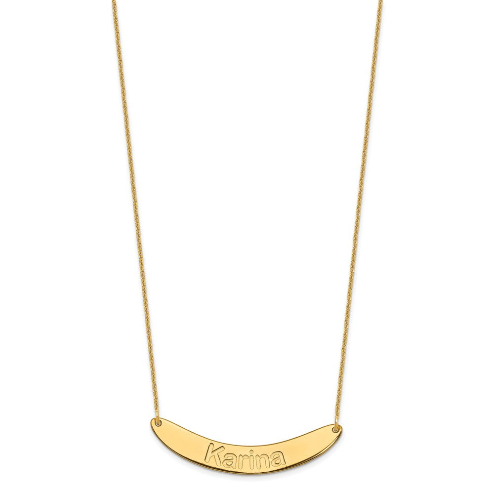14K Yellow Gold Medium Arial Rounded Curved Bar Necklace