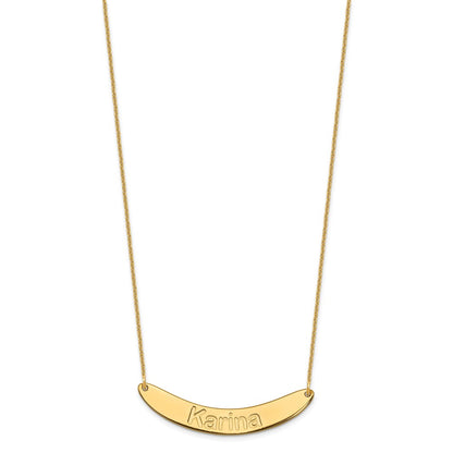 14K Yellow Gold Medium Arial Rounded Curved Bar Necklace