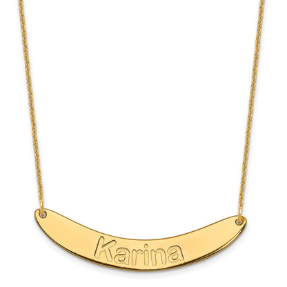 14K Yellow Gold Medium Arial Rounded Curved Bar Necklace