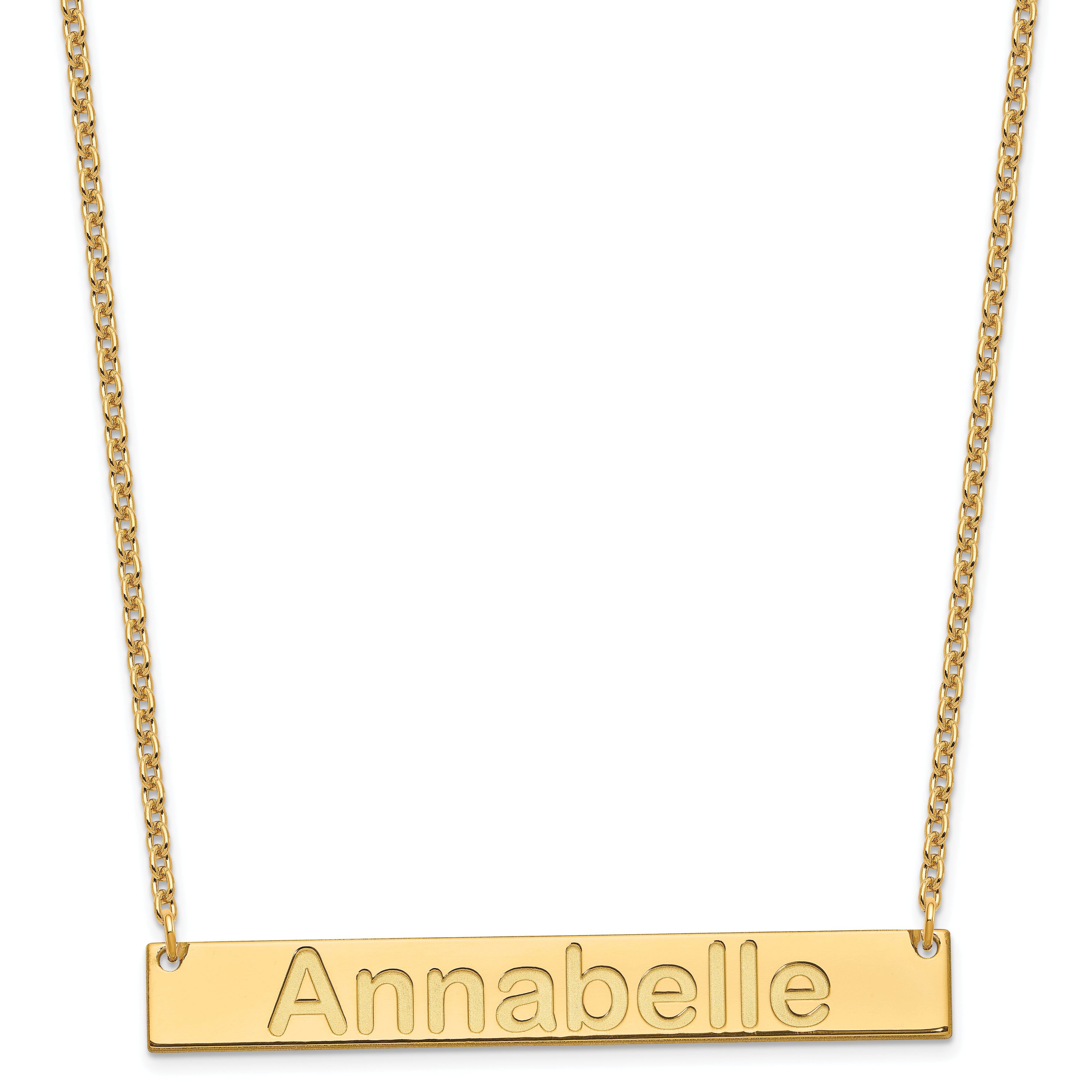 Gold Plated Sterling Silver/Gold Large Arial Rounded Bar Necklace