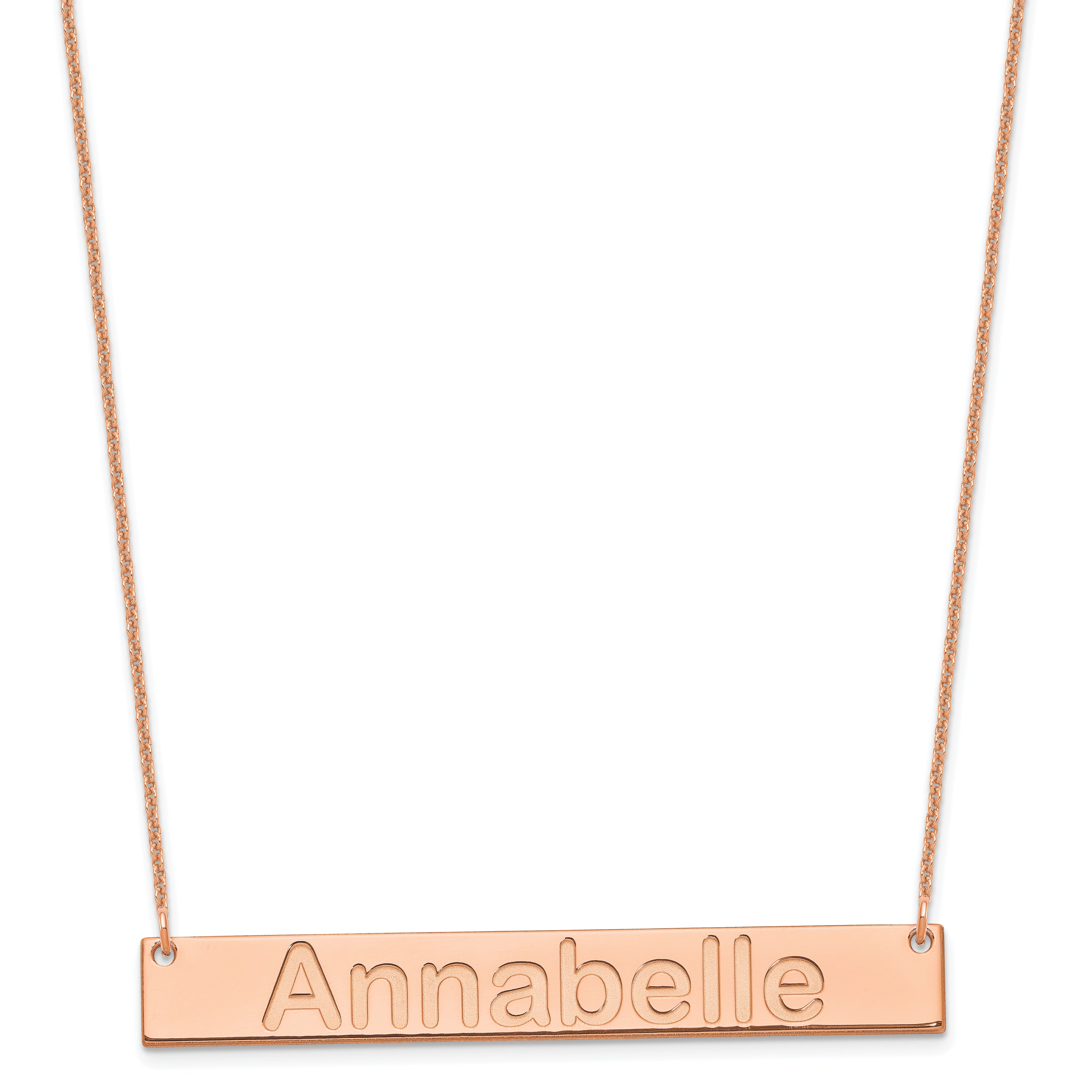 14K Rose Gold Large Arial Rounded Bar Necklace