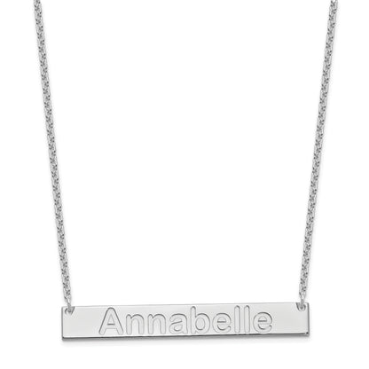 Sterling Silver Silver/Rhod Plated Large Arial Rounded Bar Necklace