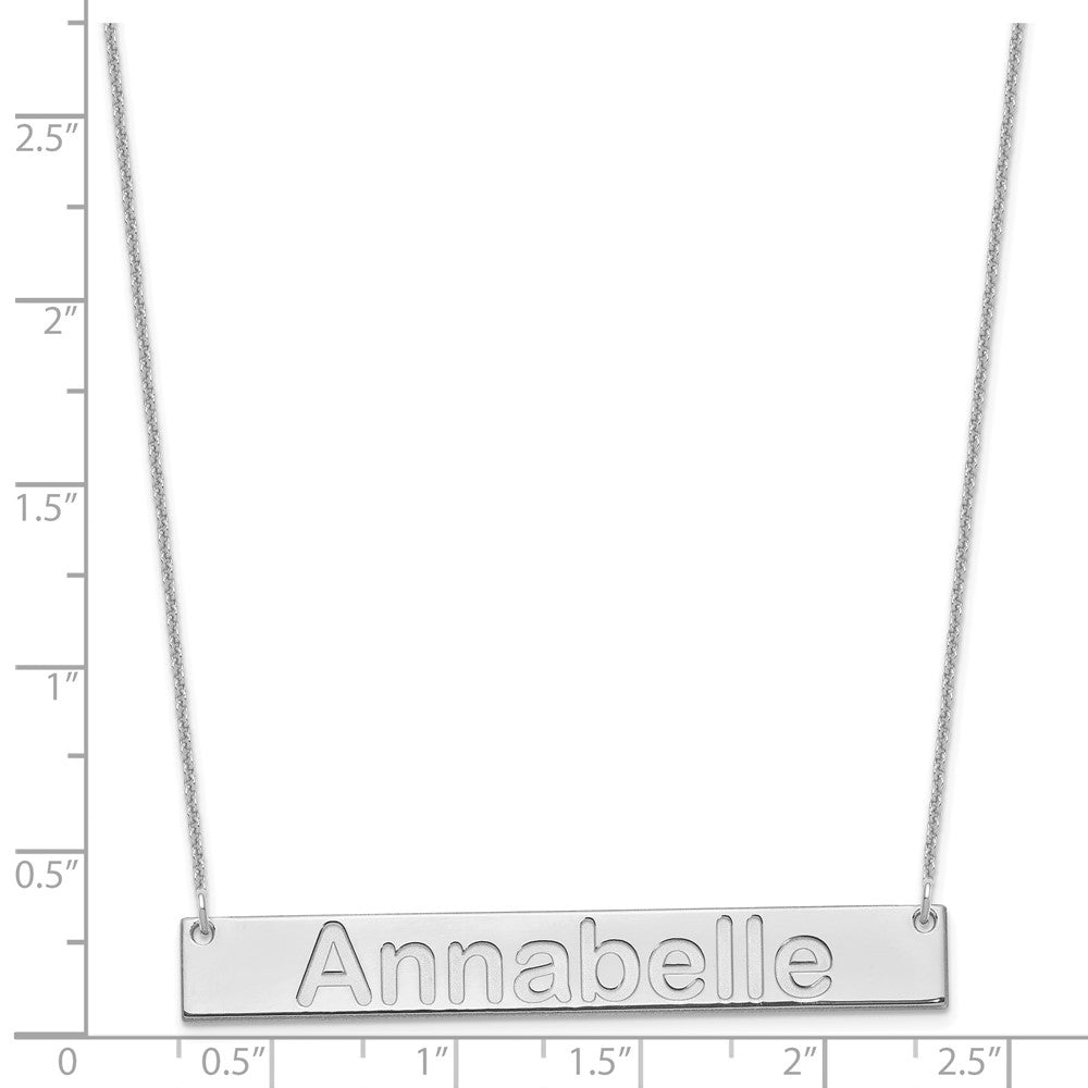 14K White Gold Large Arial Rounded Bar Necklace