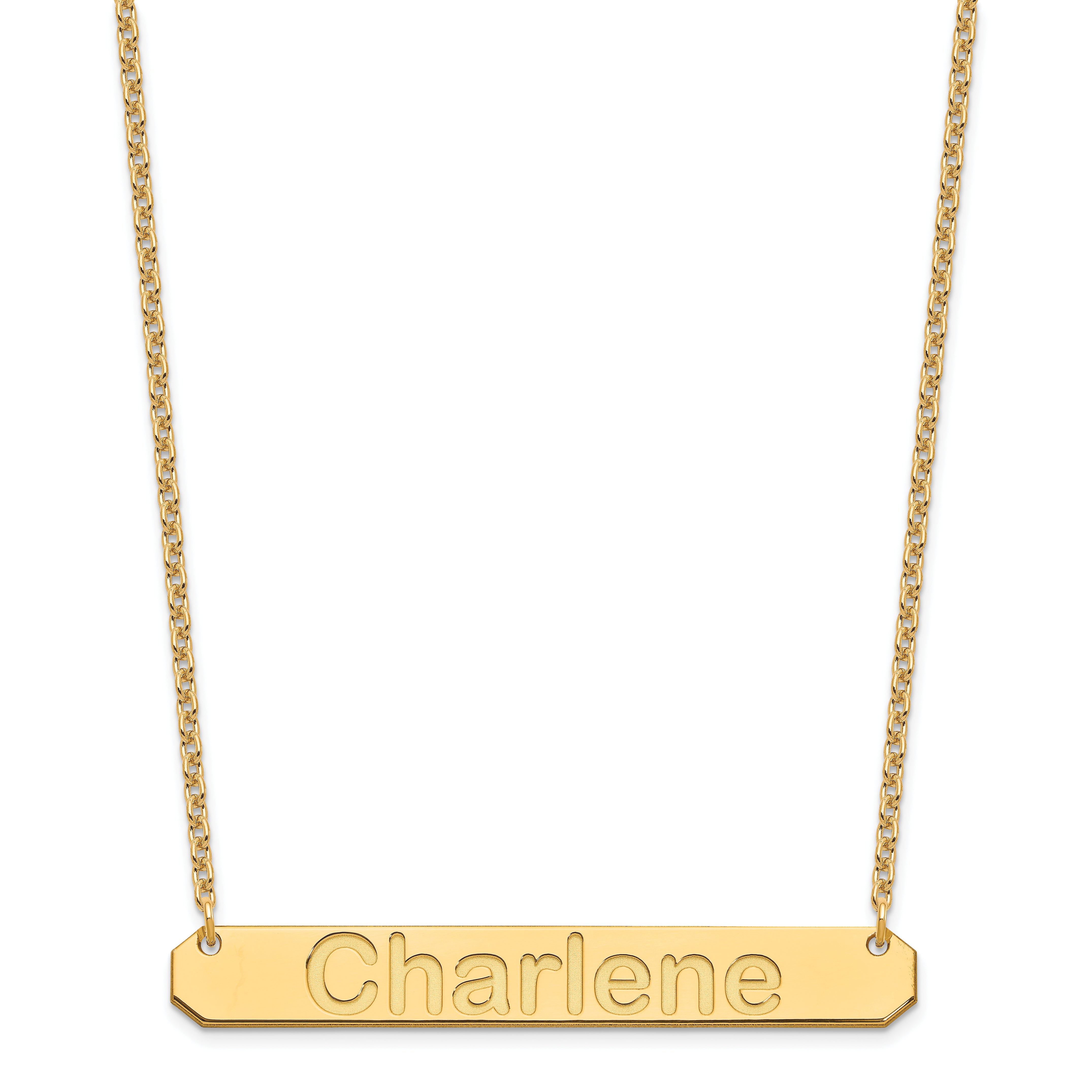 Gold Plated Sterling Silver/Gold Large Arial Rounded Bar Necklace