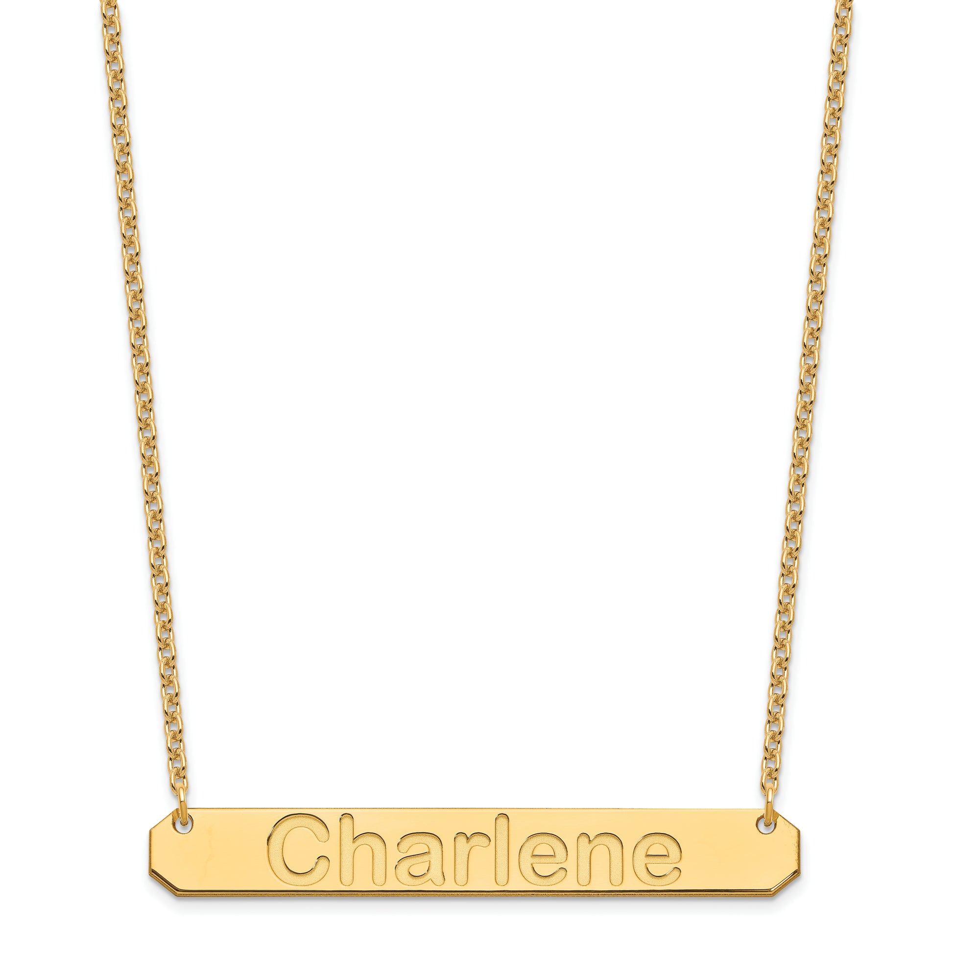Gold Plated Sterling Silver/Gold Large Arial Rounded Bar Necklace