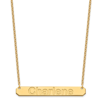 Gold Plated Sterling Silver/Gold Large Arial Rounded Bar Necklace