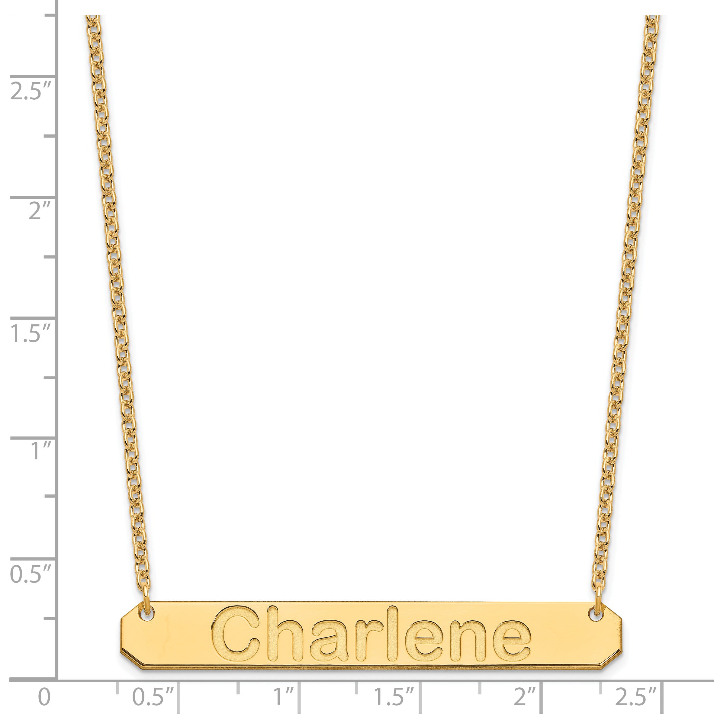Gold Plated Sterling Silver/Gold Large Arial Rounded Bar Necklace