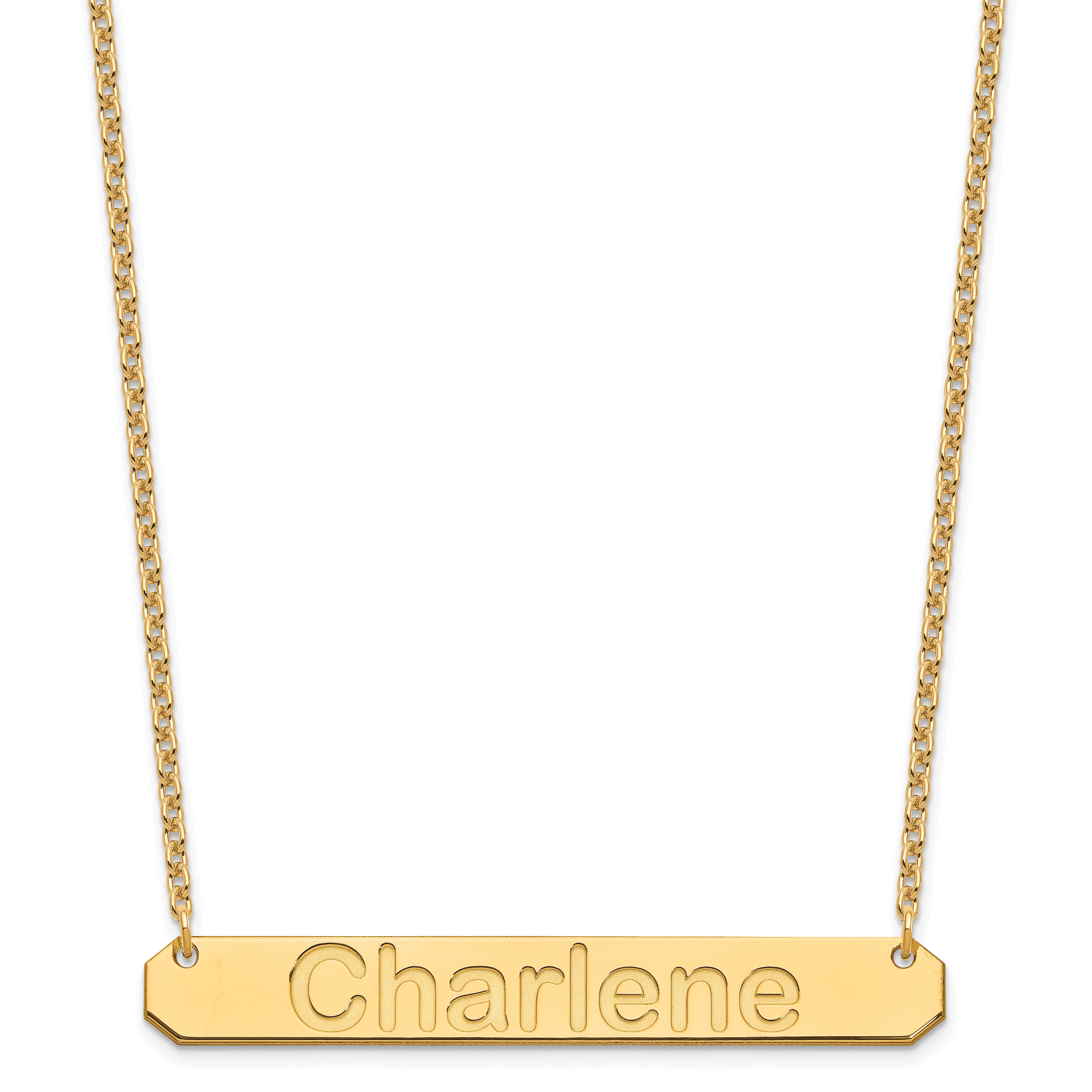 Gold Plated Sterling Silver/Gold Large Arial Rounded Bar Necklace
