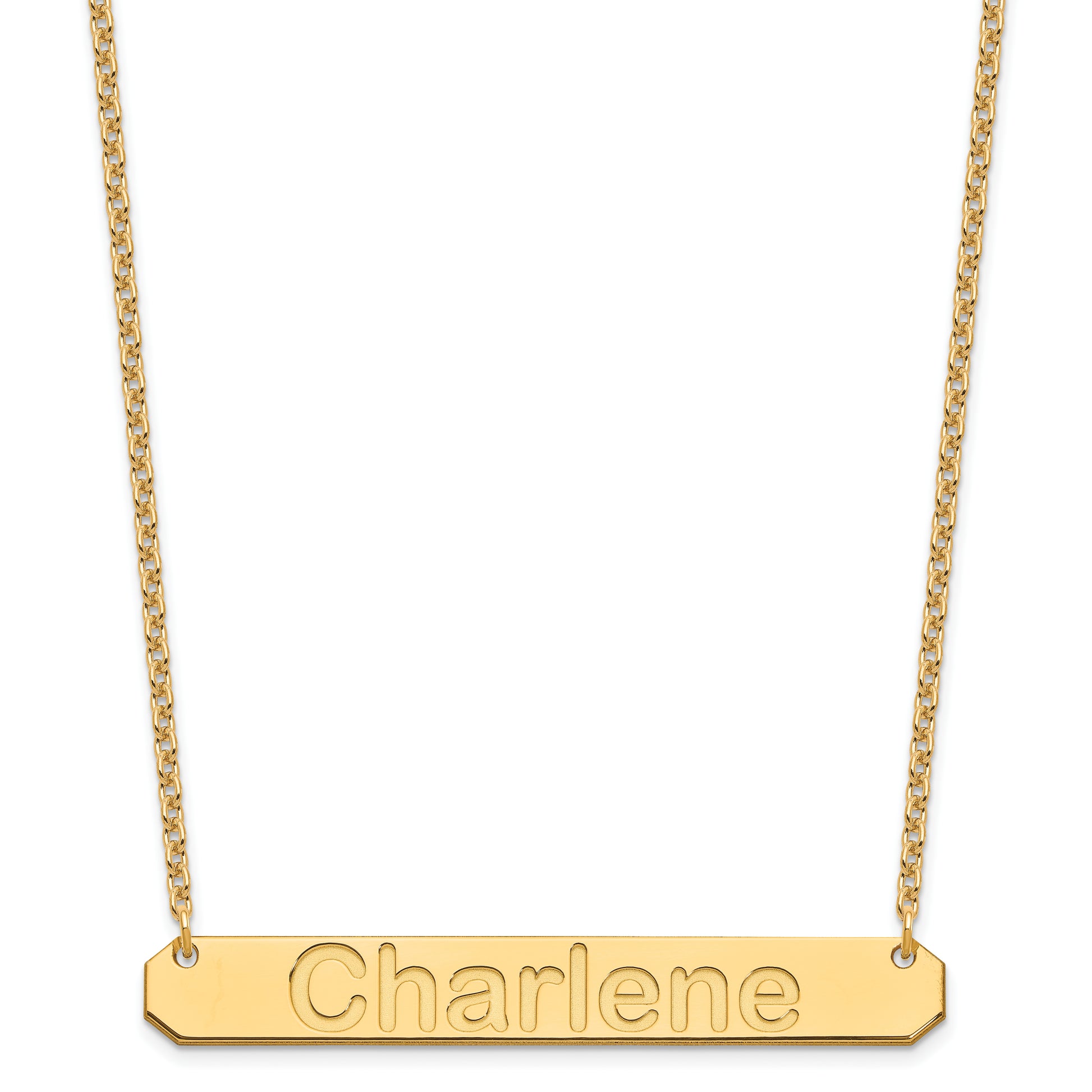 Gold Plated Sterling Silver/Gold Large Arial Rounded Bar Necklace