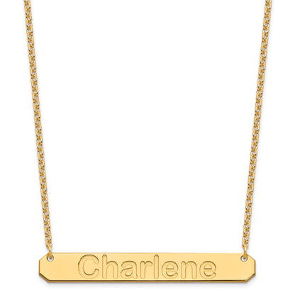 Gold Plated Sterling Silver/Gold Large Arial Rounded Bar Necklace