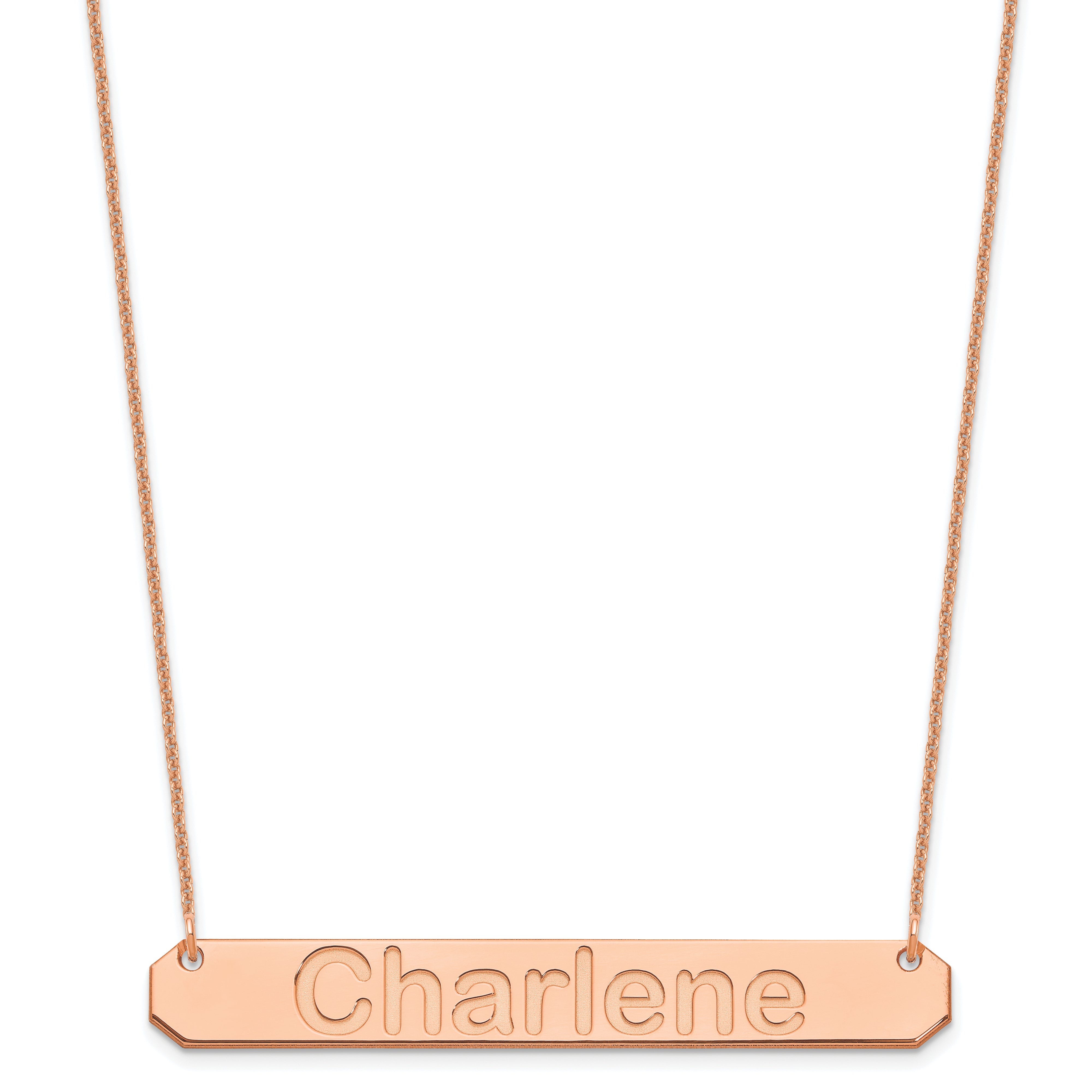 14K Rose Gold Large Arial Rounded Bar Necklace