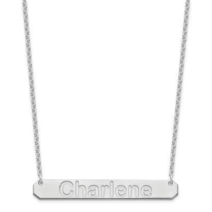 Sterling Silver Silver/Rhodium Plated Large Arial Rounded Bar Necklace