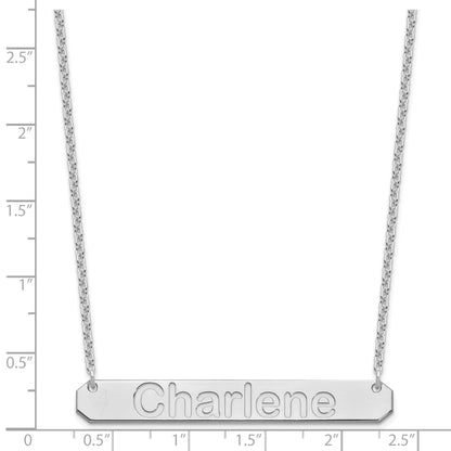 Sterling Silver Silver/Rhodium Plated Large Arial Rounded Bar Necklace