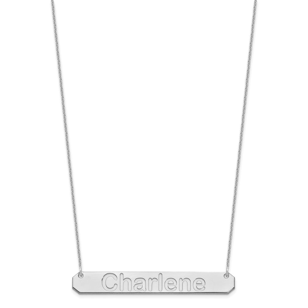 14K White Gold Large Arial Rounded Bar Necklace
