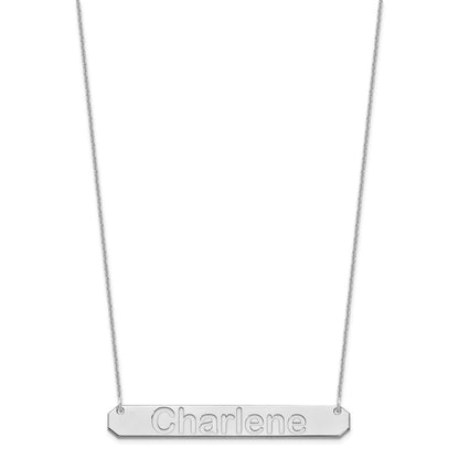 14K White Gold Large Arial Rounded Bar Necklace