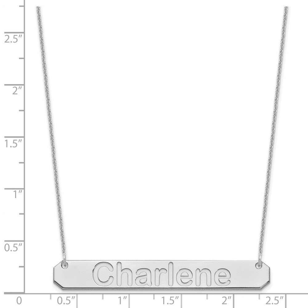 14K White Gold Large Arial Rounded Bar Necklace