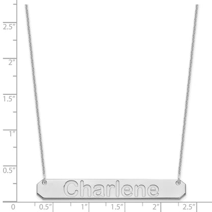 14K White Gold Large Arial Rounded Bar Necklace