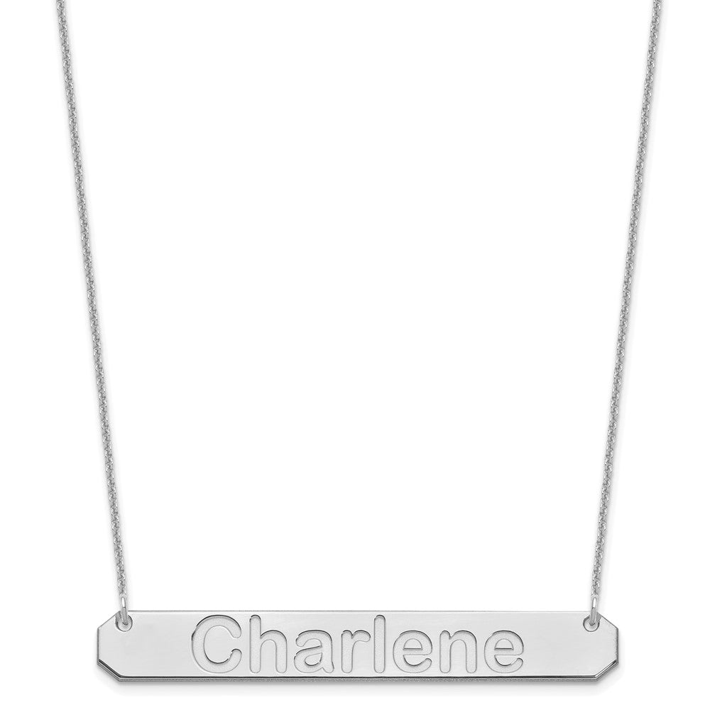 14K White Gold Large Arial Rounded Bar Necklace