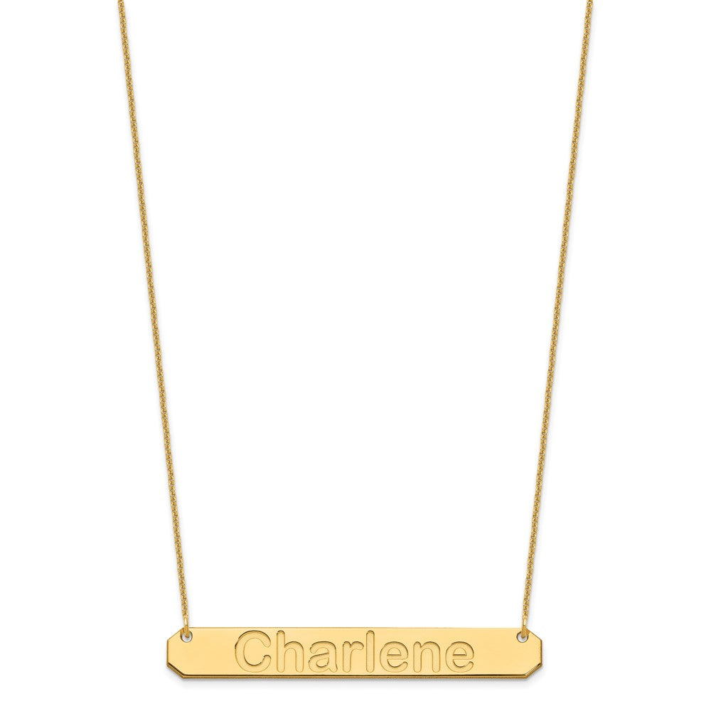 14K Yellow Gold Large Arial Rounded Bar Necklace