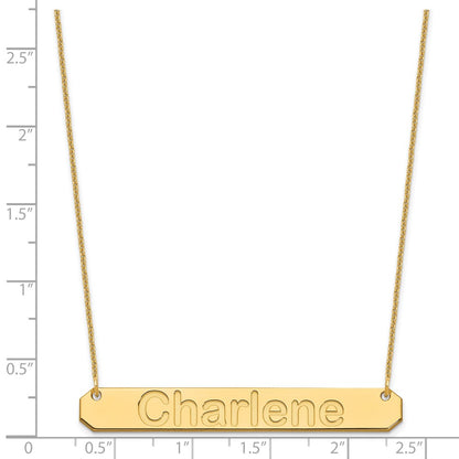 14K Yellow Gold Large Arial Rounded Bar Necklace