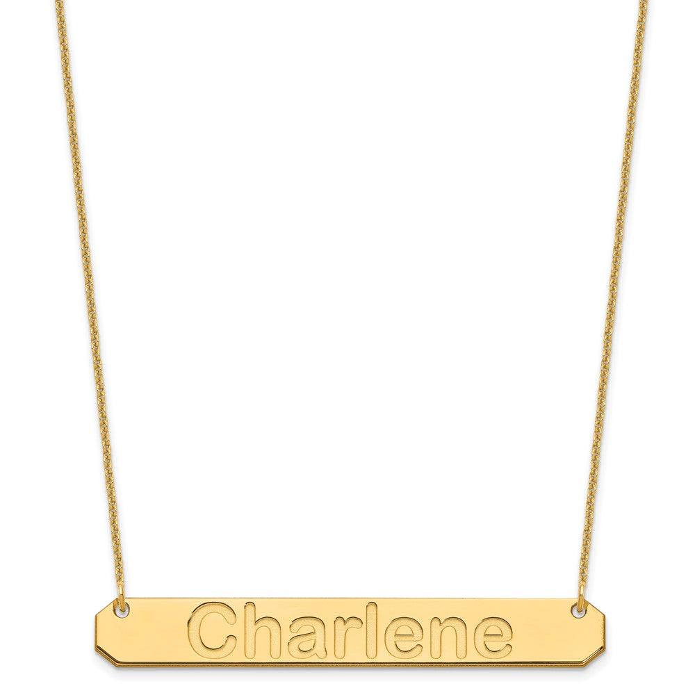 14K Yellow Gold Large Arial Rounded Bar Necklace