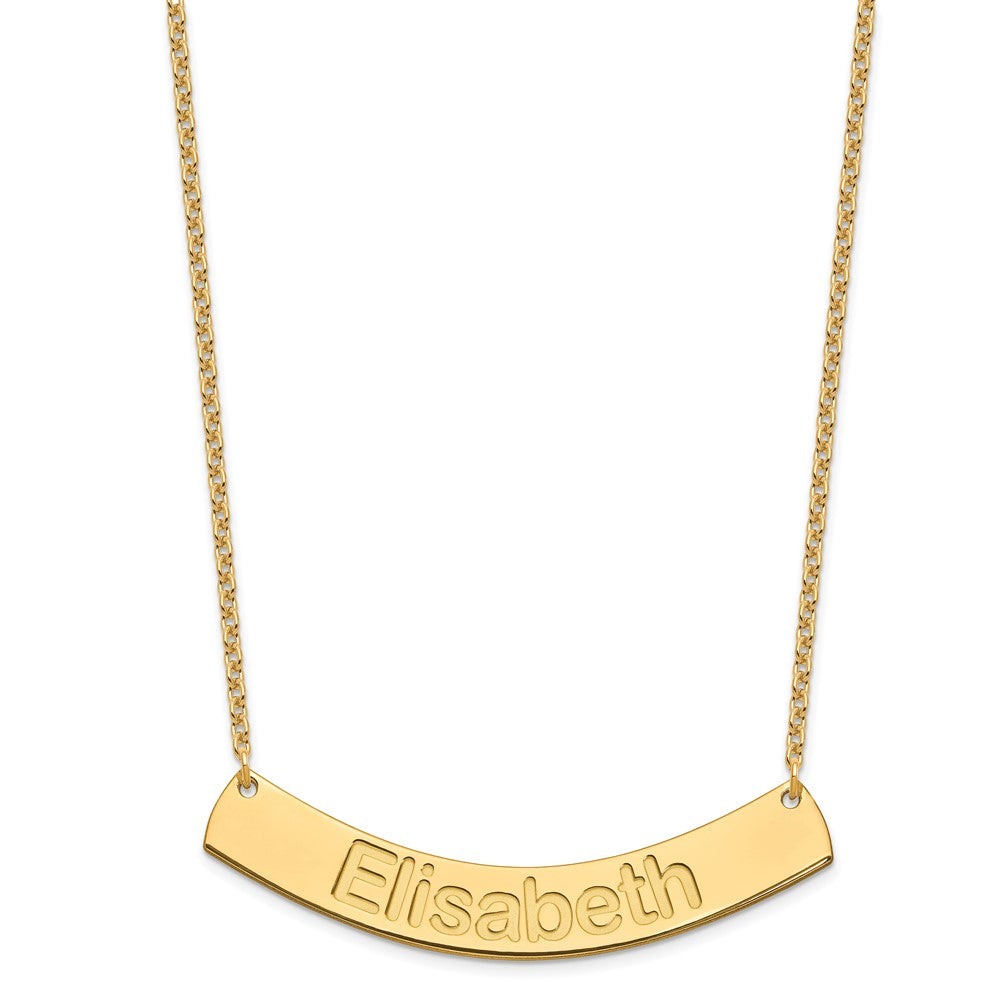 Gold Plated Large Arial Rounded Curved Bar Necklace