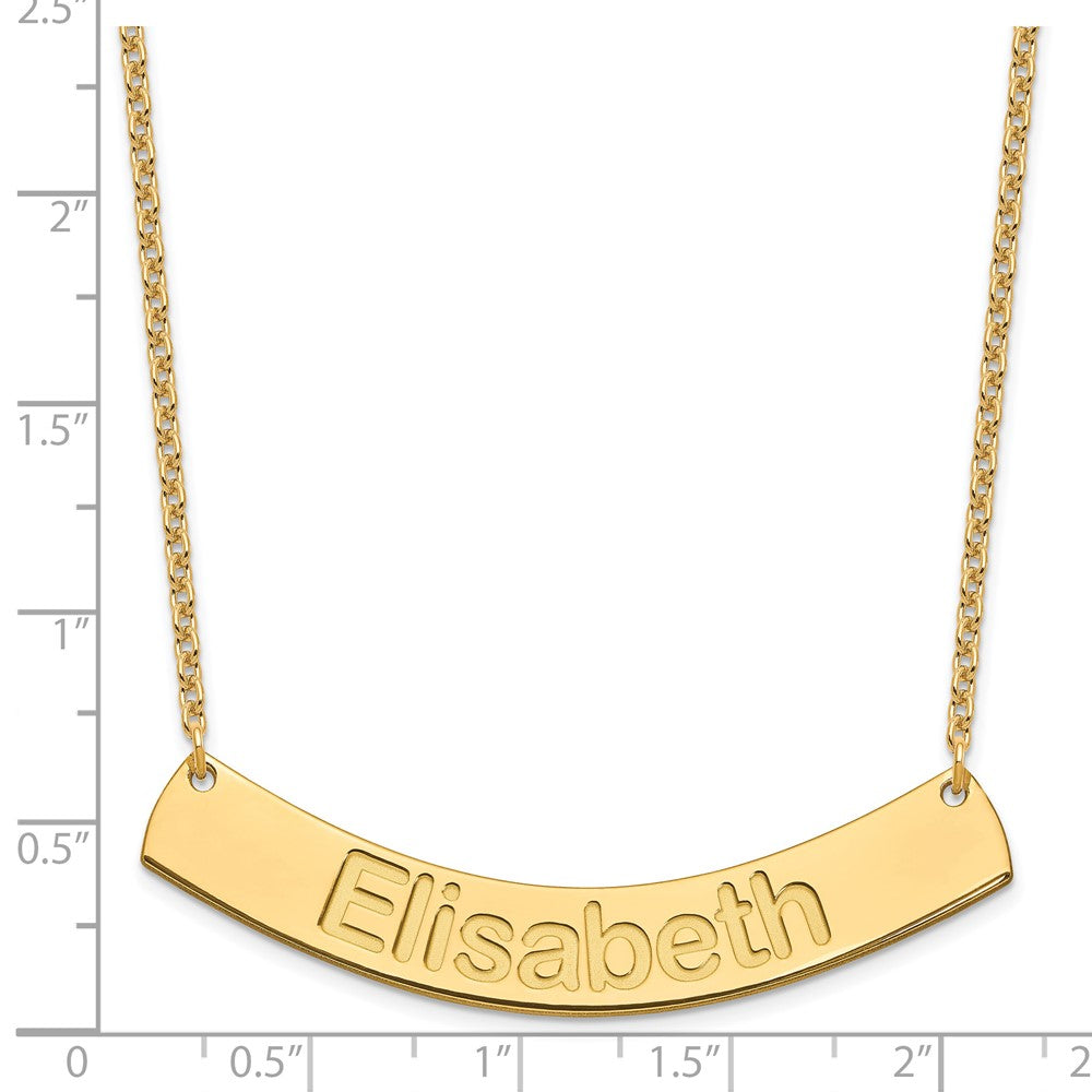 Gold Plated Large Arial Rounded Curved Bar Necklace